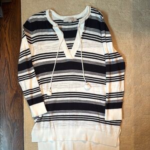 Loft Black and White lightweight Striped Sweater